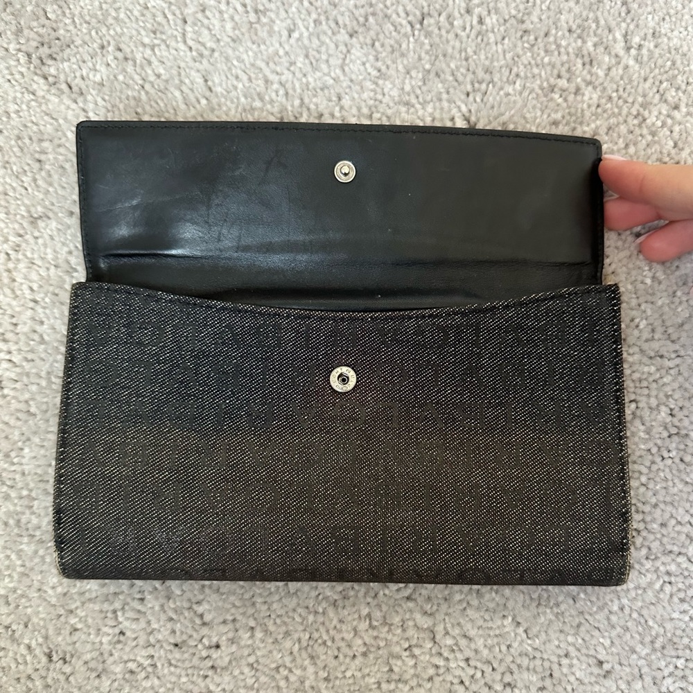 Bvlgari Bulgari logo authentic vintage long logomania in gray denim wallet - Picture 9 of 15